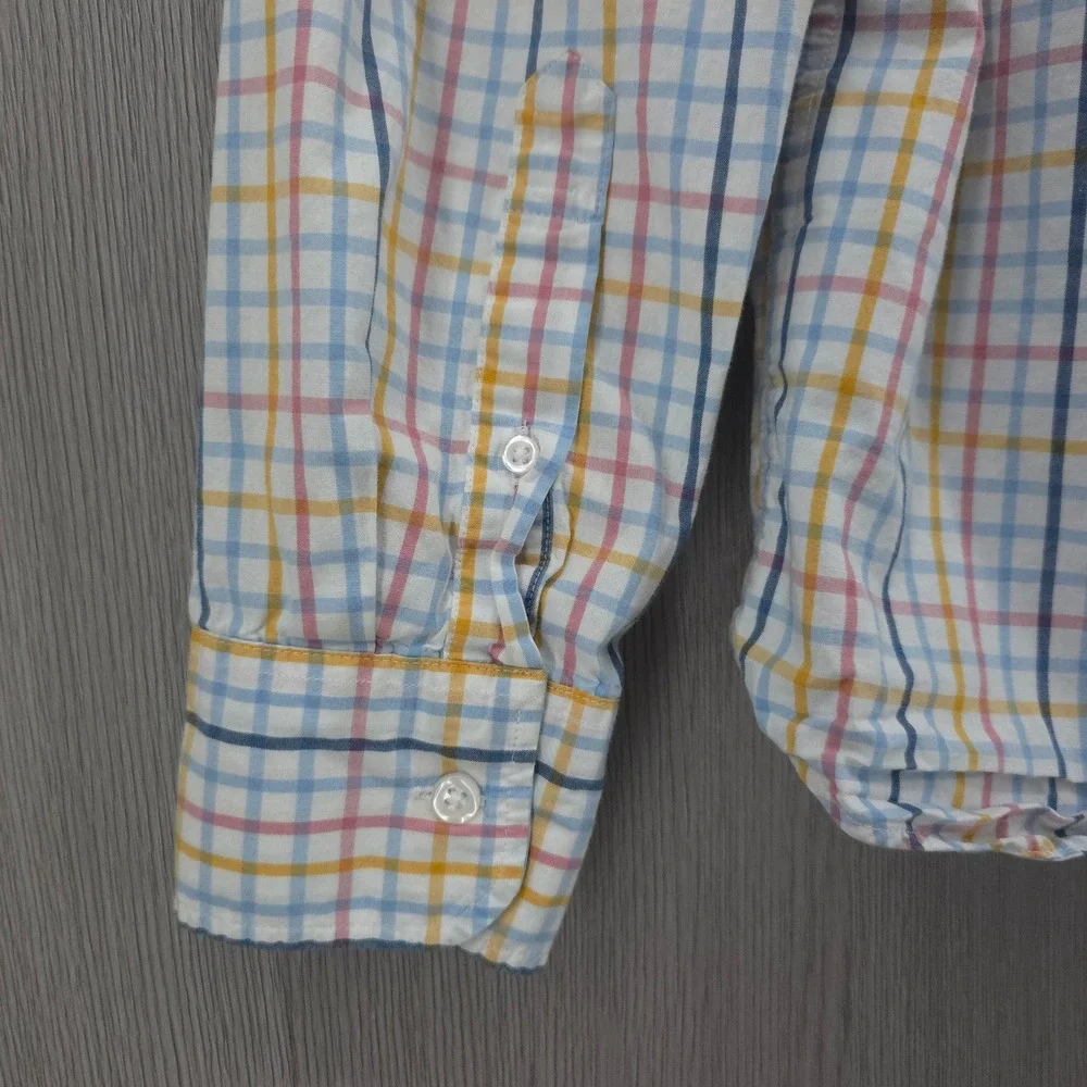 J Crew Flex Washed Slim Untucked Plaid Button Down Shirt Mens Medium